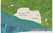 Shaded Relief 3D Map of Kru Coast Terr., satellite outside