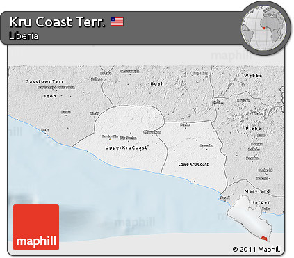 Silver Style 3D Map of Kru Coast Terr.