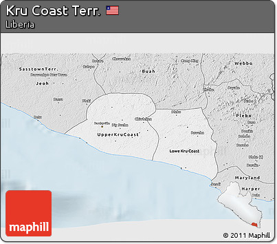 Silver Style 3D Map of Kru Coast Terr.