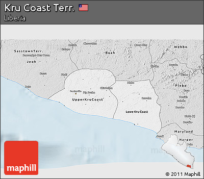 Silver Style 3D Map of Kru Coast Terr.
