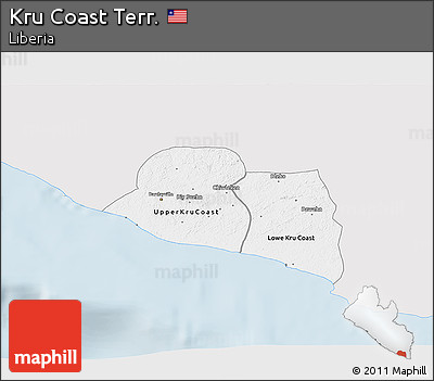 Silver Style 3D Map of Kru Coast Terr., single color outside