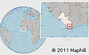 Gray Location Map of Kru Coast Terr., highlighted country, within the entire country, hill shading