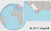 Gray Location Map of Kru Coast Terr., highlighted country
