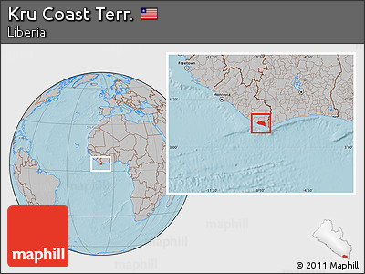 Gray Location Map of Kru Coast Terr., hill shading