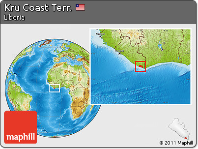 Physical Location Map of Kru Coast Terr.