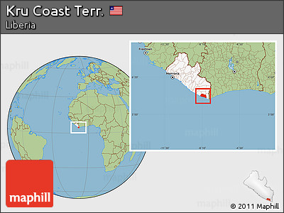 Savanna Style Location Map of Kru Coast Terr., highlighted country