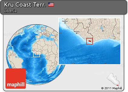 Shaded Relief Location Map of Kru Coast Terr.
