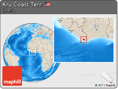 Shaded Relief Location Map of Kru Coast Terr.