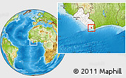 Physical Location Map of Lowe Kru Coast, highlighted country