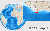 Shaded Relief Location Map of Lowe Kru Coast, highlighted country, highlighted parent region