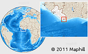 Shaded Relief Location Map of Lowe Kru Coast, highlighted country