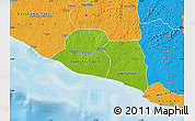 Physical Map of Kru Coast Terr., political outside
