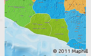Physical Map of Kru Coast Terr., political shades outside