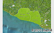 Physical Map of Kru Coast Terr., satellite outside