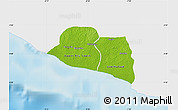Physical Map of Kru Coast Terr., single color outside