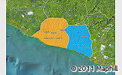 Political Map of Kru Coast Terr., satellite outside