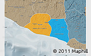 Political Map of Kru Coast Terr., semi-desaturated
