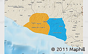 Political Map of Kru Coast Terr., shaded relief outside