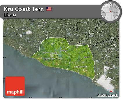 Satellite Map of Kru Coast Terr., semi-desaturated