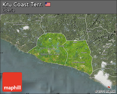 Satellite Map of Kru Coast Terr., semi-desaturated