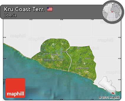 Satellite Map of Kru Coast Terr., single color outside