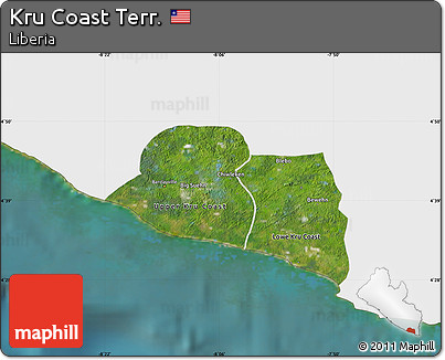Satellite Map of Kru Coast Terr., single color outside