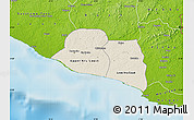 Shaded Relief Map of Kru Coast Terr., physical outside