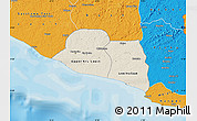 Shaded Relief Map of Kru Coast Terr., political outside