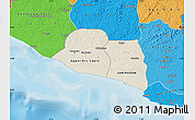 Shaded Relief Map of Kru Coast Terr., political shades outside