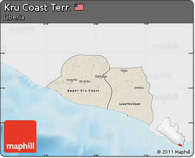 Shaded Relief Map of Kru Coast Terr., single color outside