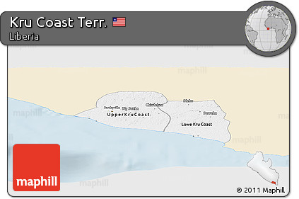 Classic Style Panoramic Map of Kru Coast Terr., single color outside