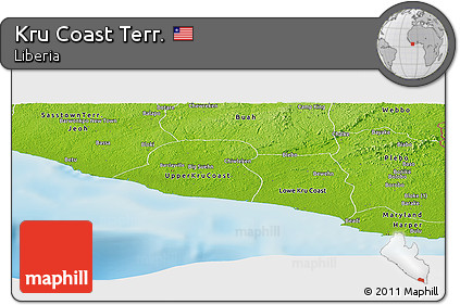 Physical Panoramic Map of Kru Coast Terr.