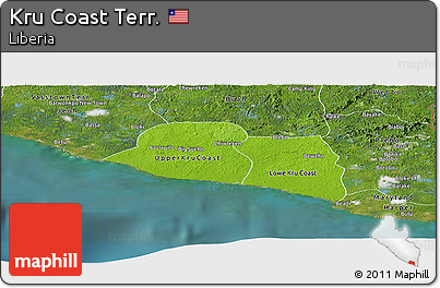 Physical Panoramic Map of Kru Coast Terr., satellite outside