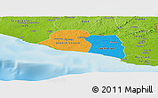 Political Panoramic Map of Kru Coast Terr., physical outside