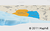Political Panoramic Map of Kru Coast Terr., shaded relief outside