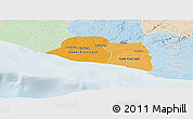 Political Shades Panoramic Map of Kru Coast Terr., lighten