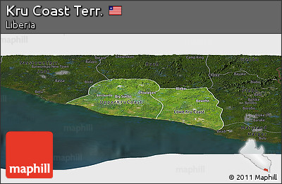 Satellite Panoramic Map of Kru Coast Terr., darken