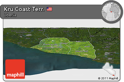 Satellite Panoramic Map of Kru Coast Terr., darken