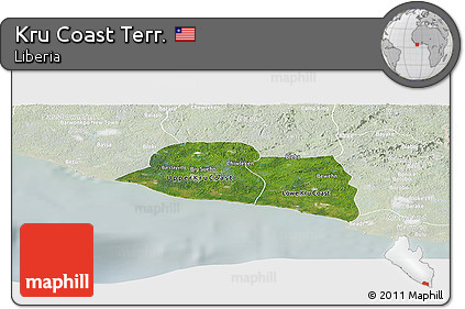 Satellite Panoramic Map of Kru Coast Terr., lighten