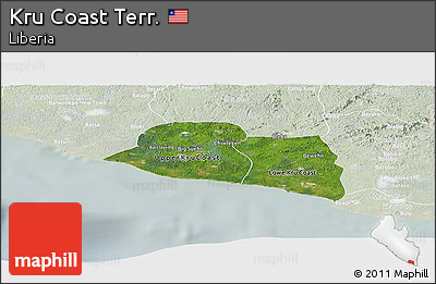 Satellite Panoramic Map of Kru Coast Terr., lighten