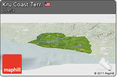 Satellite Panoramic Map of Kru Coast Terr., lighten