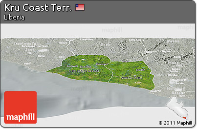 Satellite Panoramic Map of Kru Coast Terr., lighten, semi-desaturated