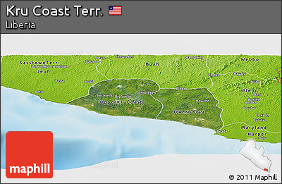 Satellite Panoramic Map of Kru Coast Terr., physical outside