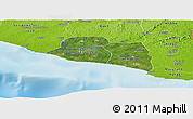 Satellite Panoramic Map of Kru Coast Terr., physical outside