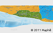 Satellite Panoramic Map of Kru Coast Terr., political outside