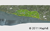 Satellite Panoramic Map of Kru Coast Terr., semi-desaturated
