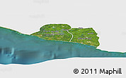 Satellite Panoramic Map of Kru Coast Terr., single color outside