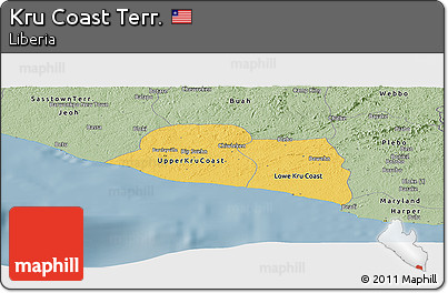 Savanna Style Panoramic Map of Kru Coast Terr.