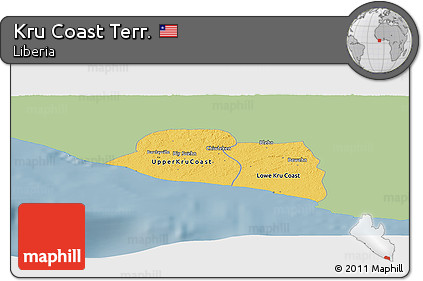 Savanna Style Panoramic Map of Kru Coast Terr., single color outside