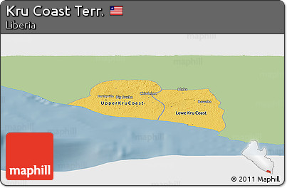 Savanna Style Panoramic Map of Kru Coast Terr., single color outside
